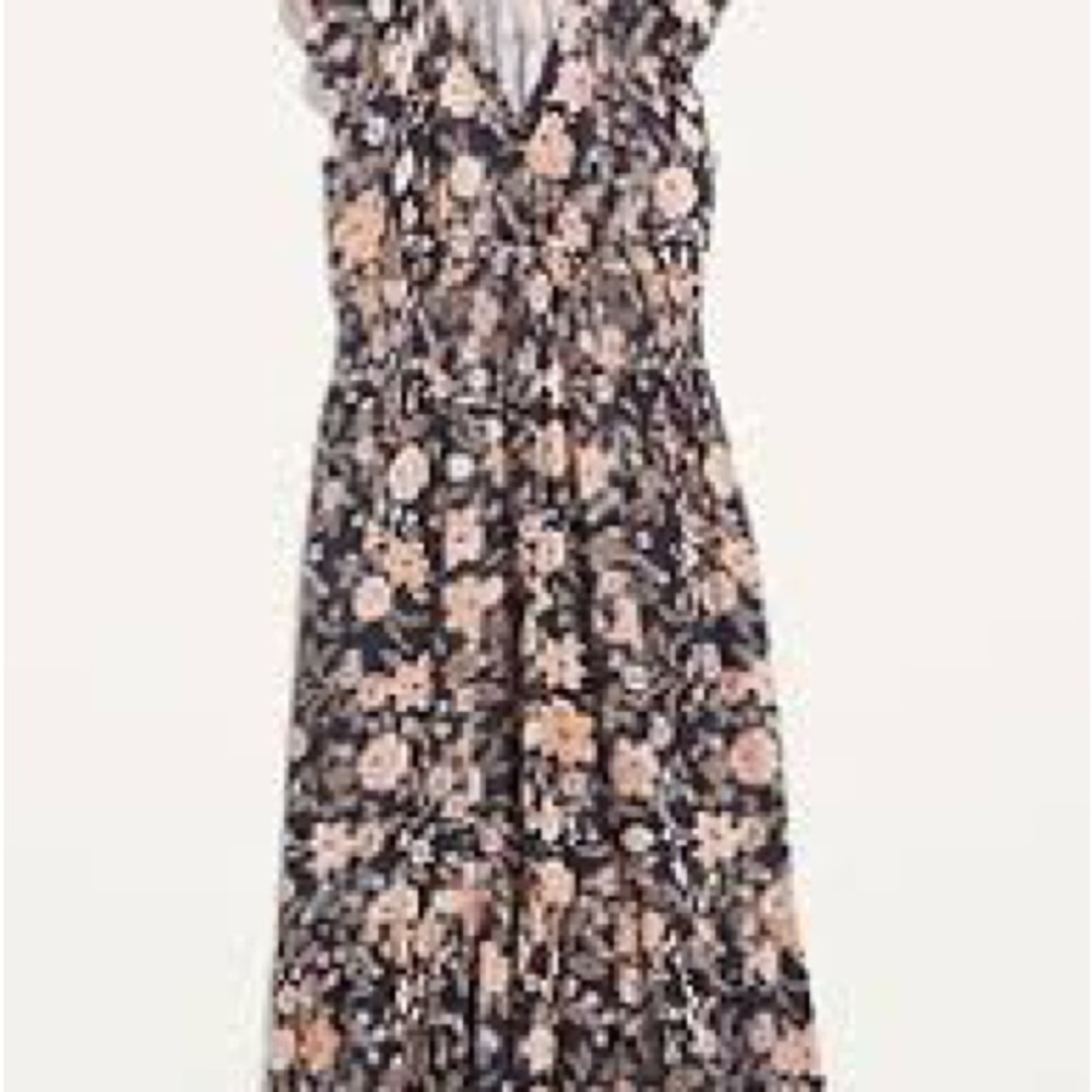 Old Navy Waist-Defined Flutter-Sleeve Smocked Floral Midi Dress Size Medium